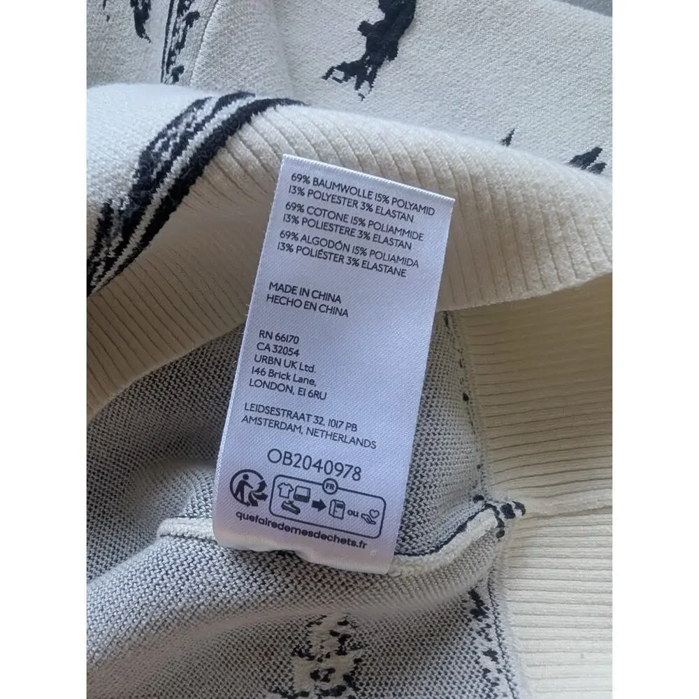 By Anthropologie Balloon-Sleeve Turtleneck Floral Sweater Size S Cream #1E471